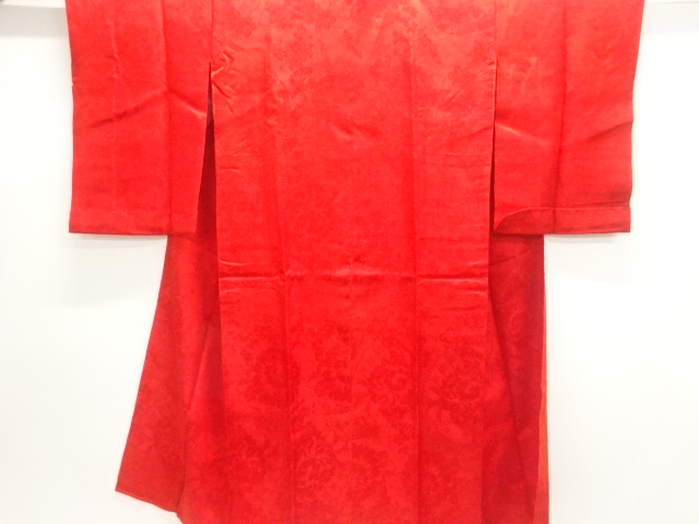 JAPANESE KIMONO / ANTIQUE JUBAN / SILK / WOVEN FAN & FLOWER